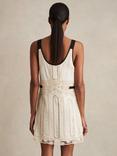 Reiss Charlotte Embroidered Mini Dress, Cream