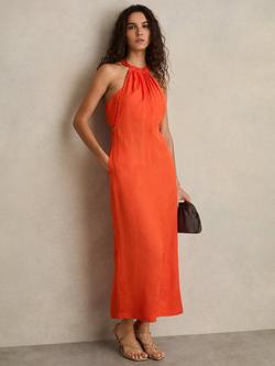 Reiss Erika Racerback Midi Dress, Red, Red