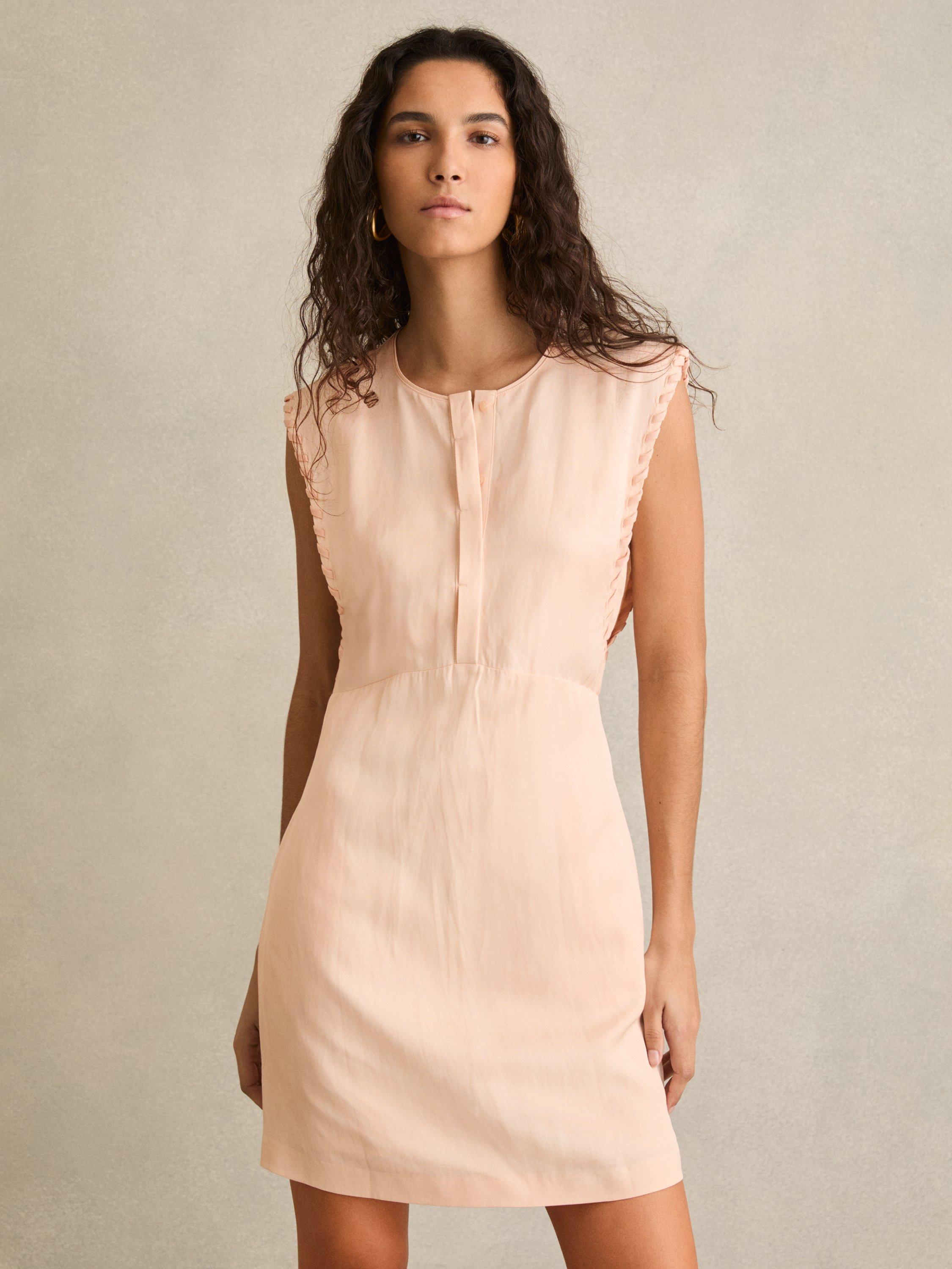 Product image 1 of 5, which shows Reiss Fawn Sleeveless Mini Dress, Peach, 6