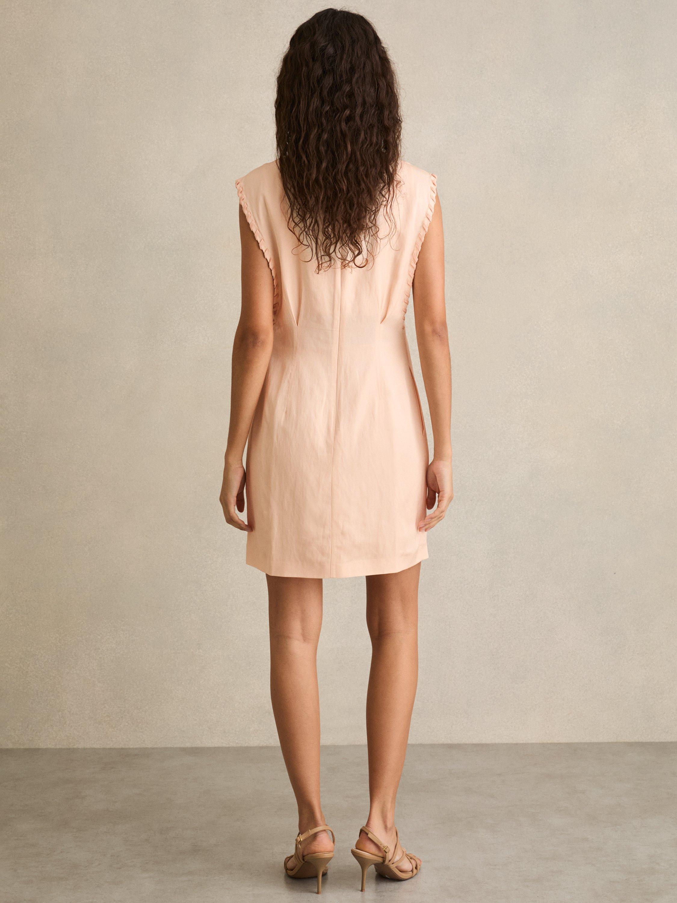 Product image 2 of 5, which shows Reiss Fawn Sleeveless Mini Dress, Peach, 6