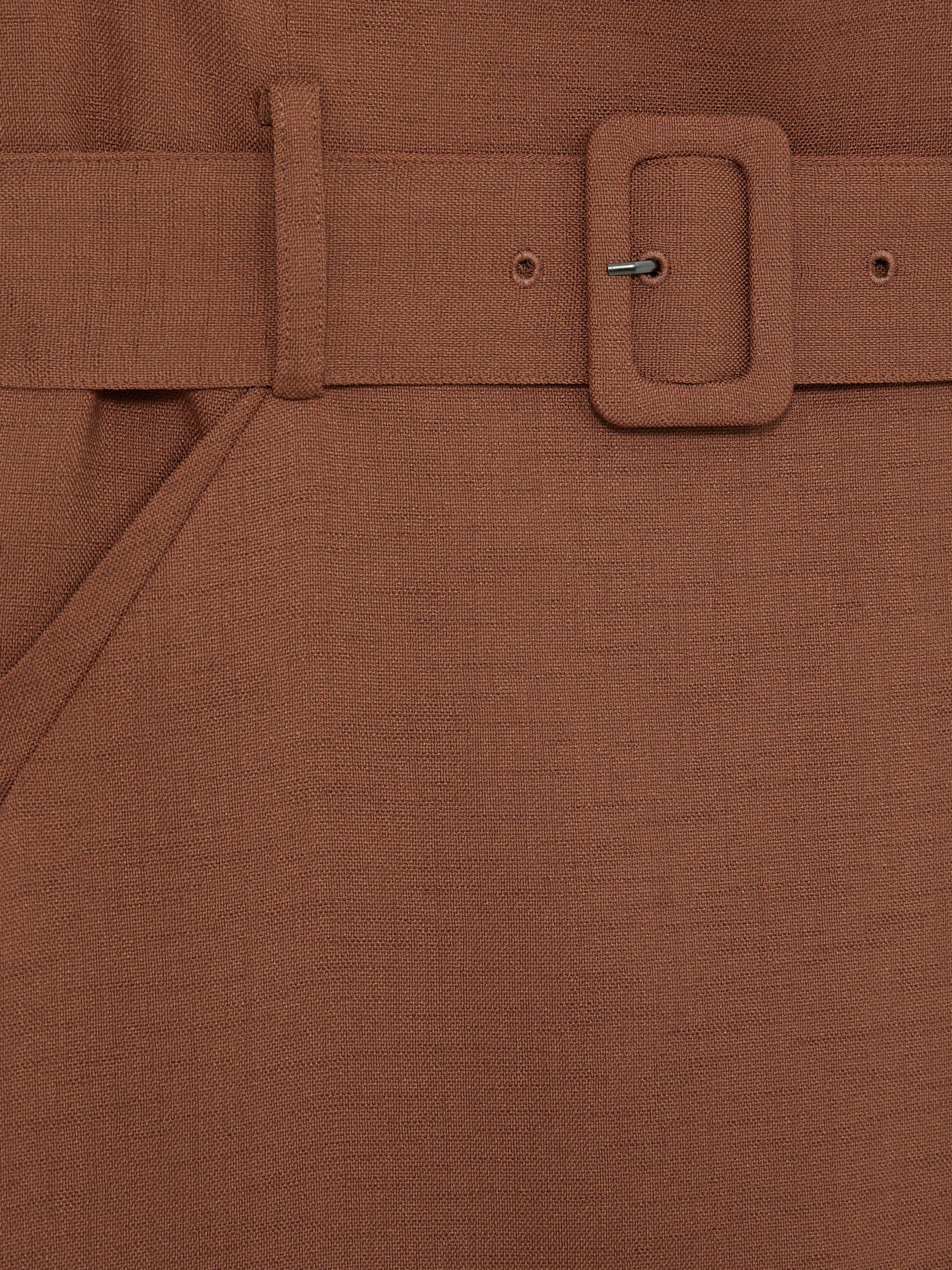 Product image 2 of 5, which shows Reiss Fia Belted Mini Dress, Brown, 8