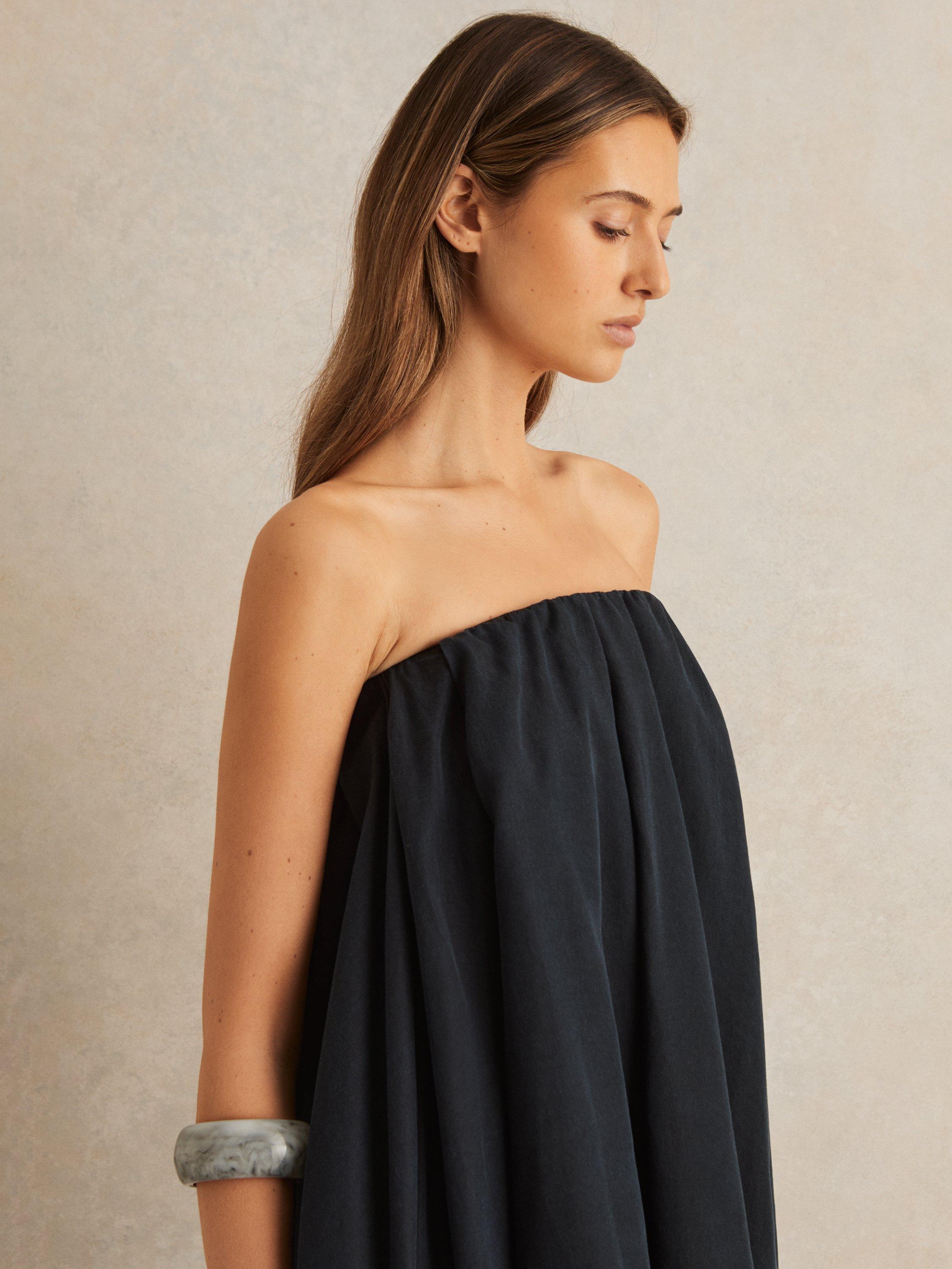 Product image 4 of 5, which shows Reiss Flo Bandeau Pleated Mini Dress, Indigo, 6