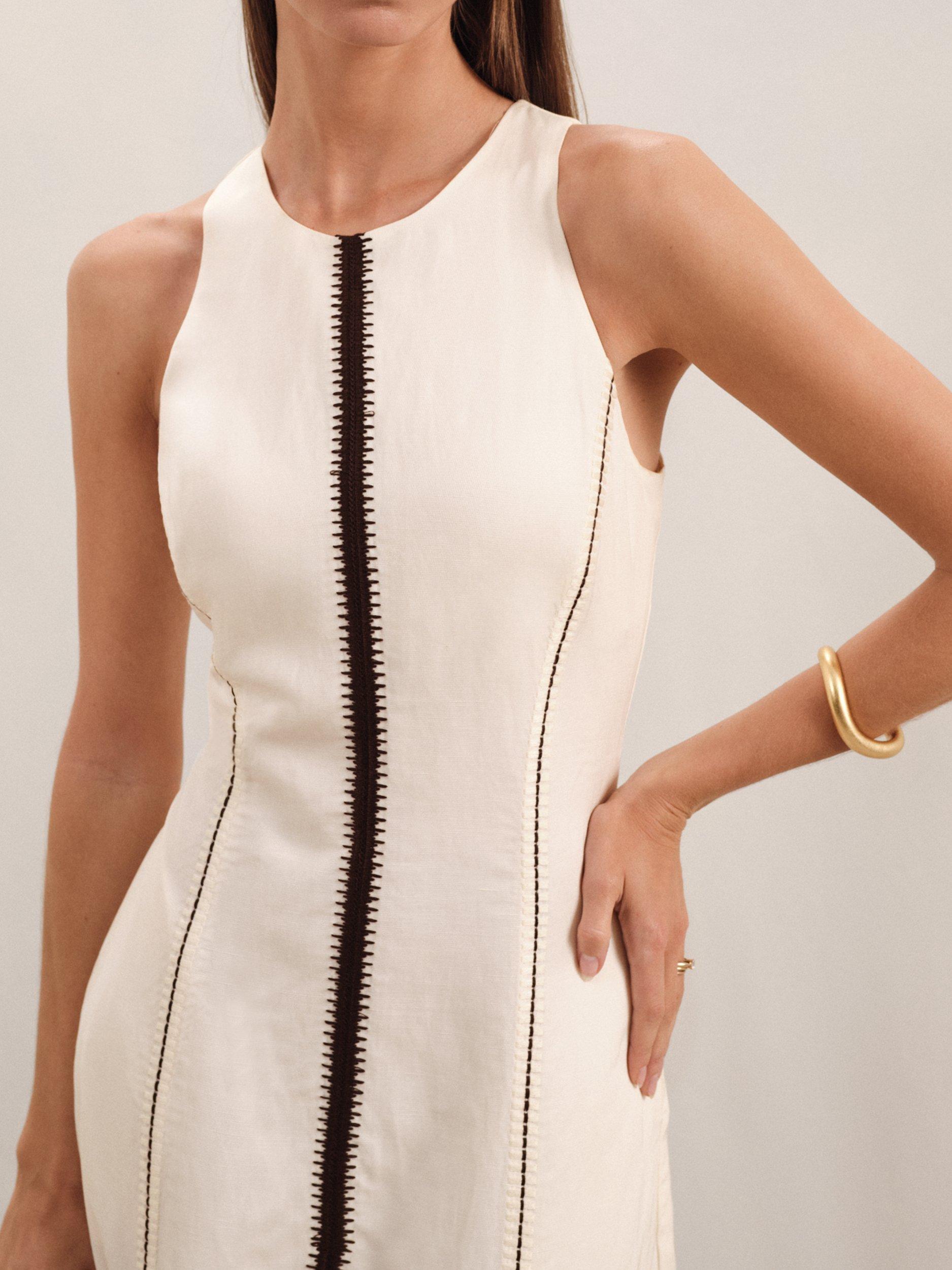 Product image 4 of 5, which shows Reiss Inaya Stripe Sleeveless Dress, Ivory/Black, 6