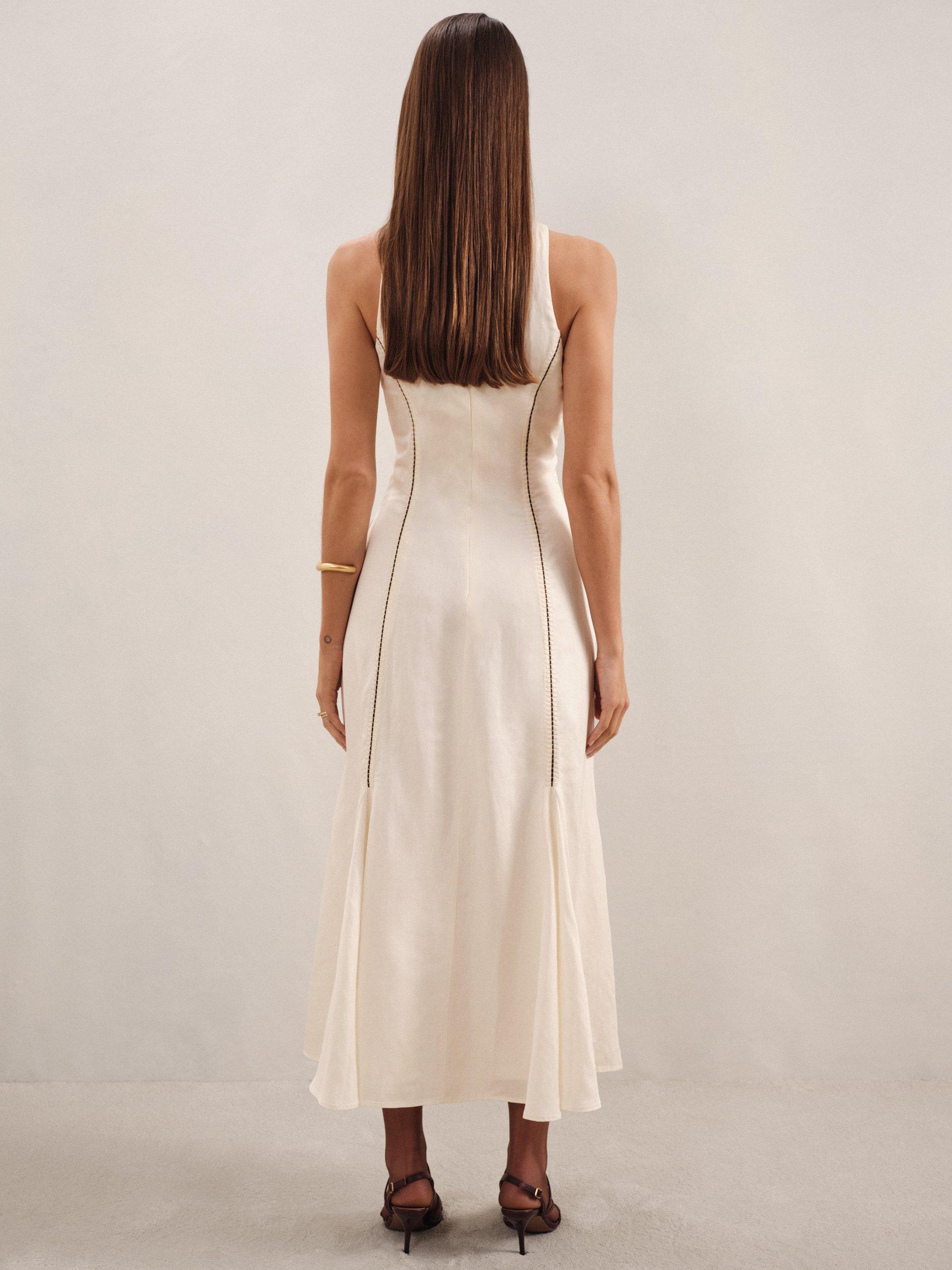 Product image 5 of 5, which shows Reiss Inaya Stripe Sleeveless Dress, Ivory/Black, 6