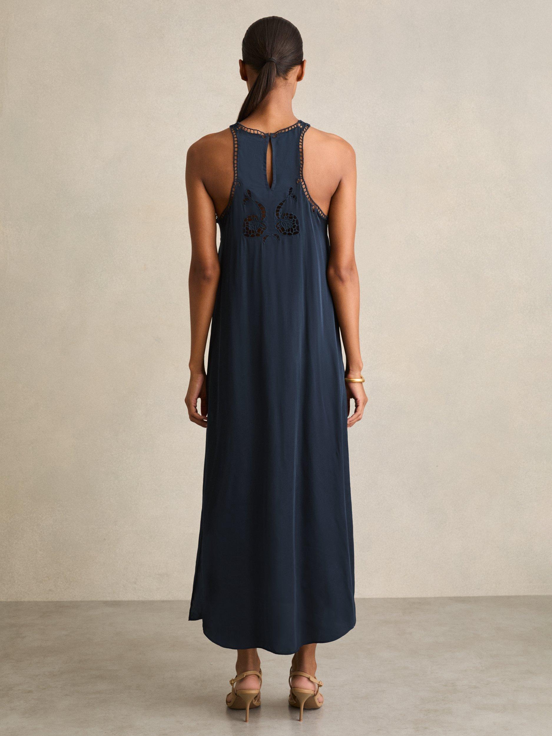 【海外限定】REISSドレス☆Joy Embroidered Midi Dress, Navy Reiss Joy Embroidered Midi Dress, Navy