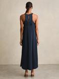 Reiss Joy Embroidered Midi Dress, Navy