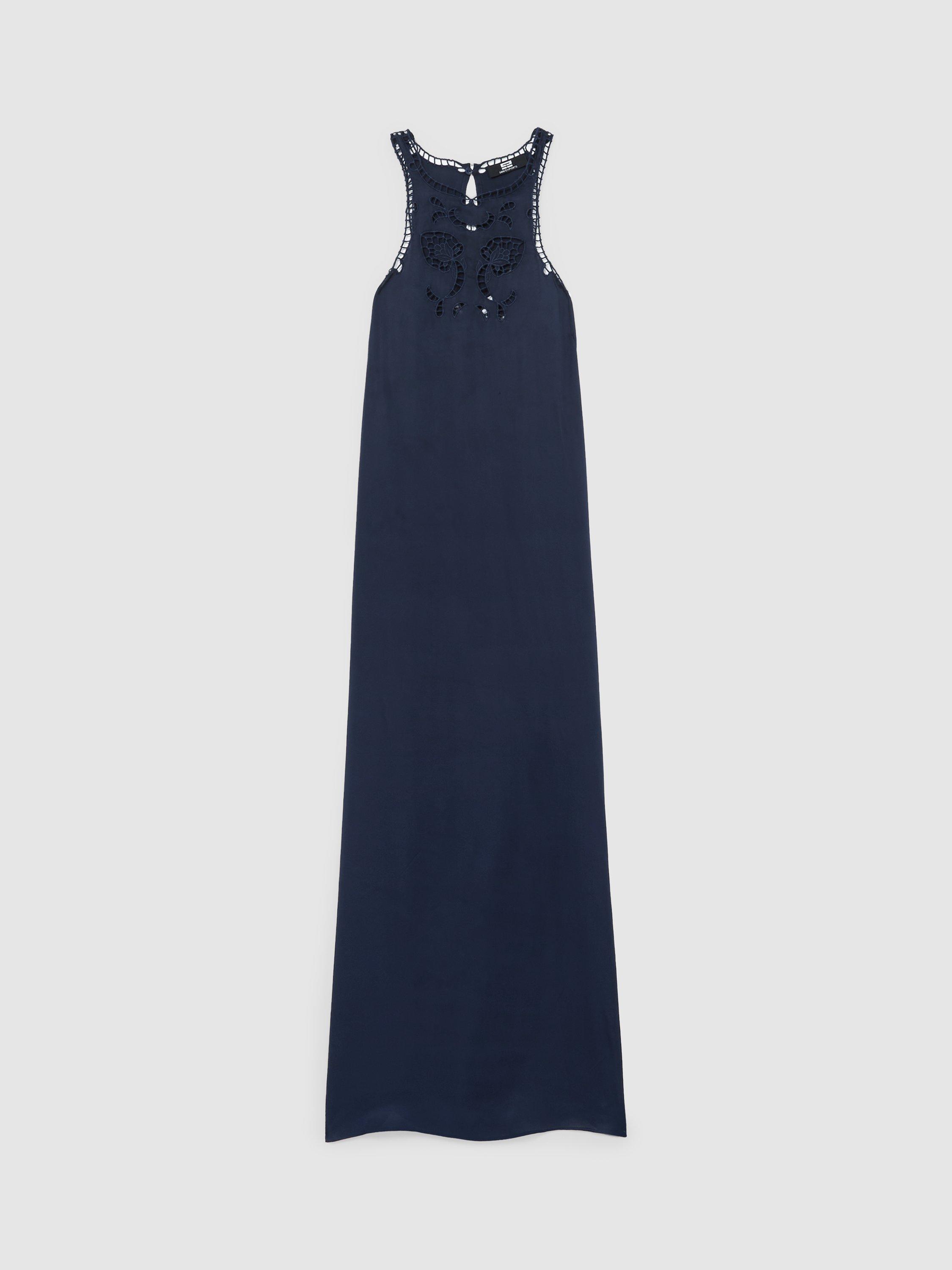 Product image 3 of 5, which shows Reiss Joy Embroidered Midi Dress, Navy, 6