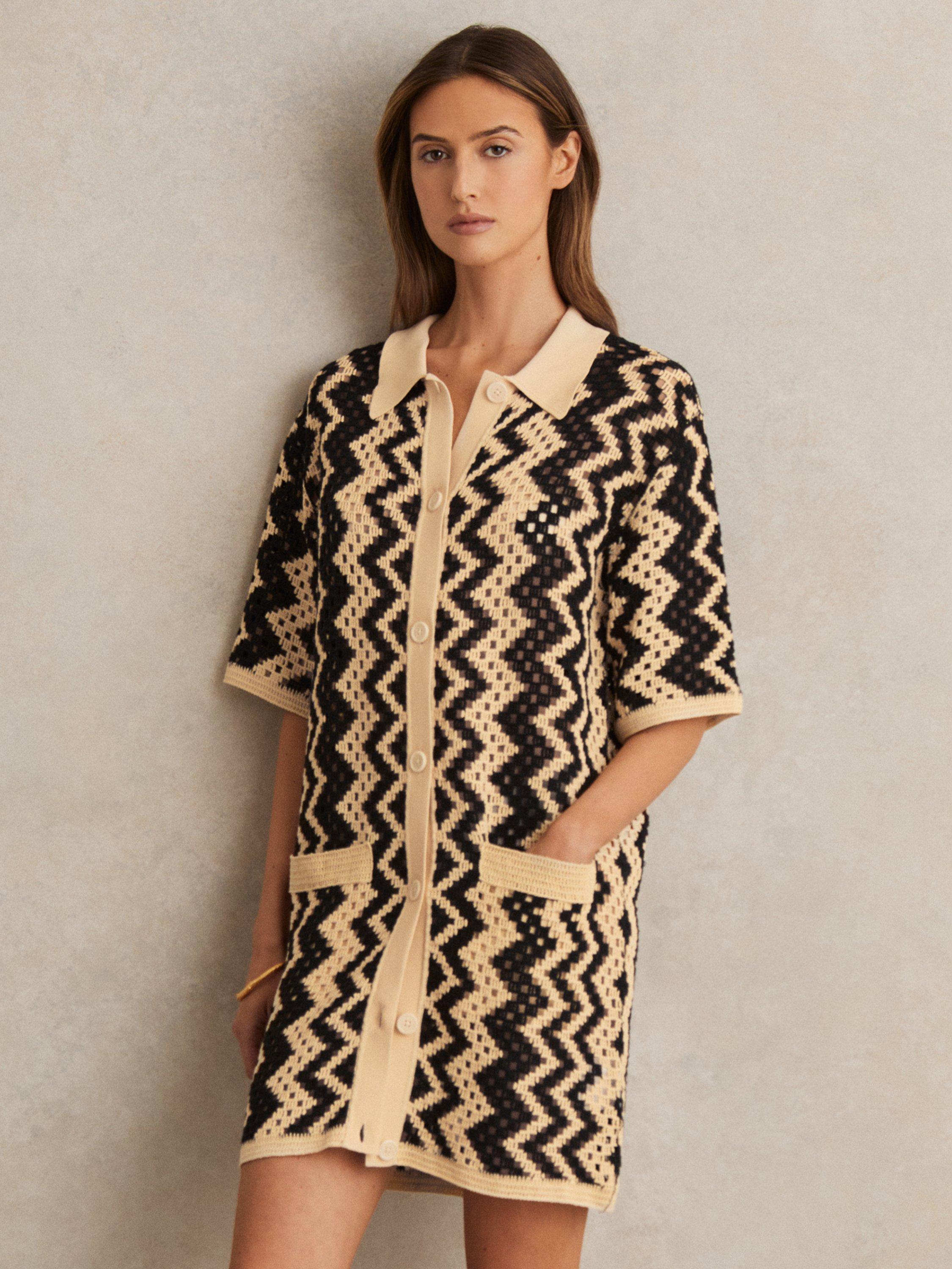 【海外限定】REISSワンピース☆Natalie Open Stitch Dress, Blac Reiss Natalie Open Stitch Dress, Black/Cream