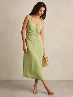 Reiss Pari Ruched Neck Dress, Green, Green