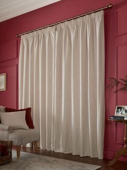 Laura Ashley Whinfell Pair Lined Pencil Pleat Curtains, Natural - view 2, Natural