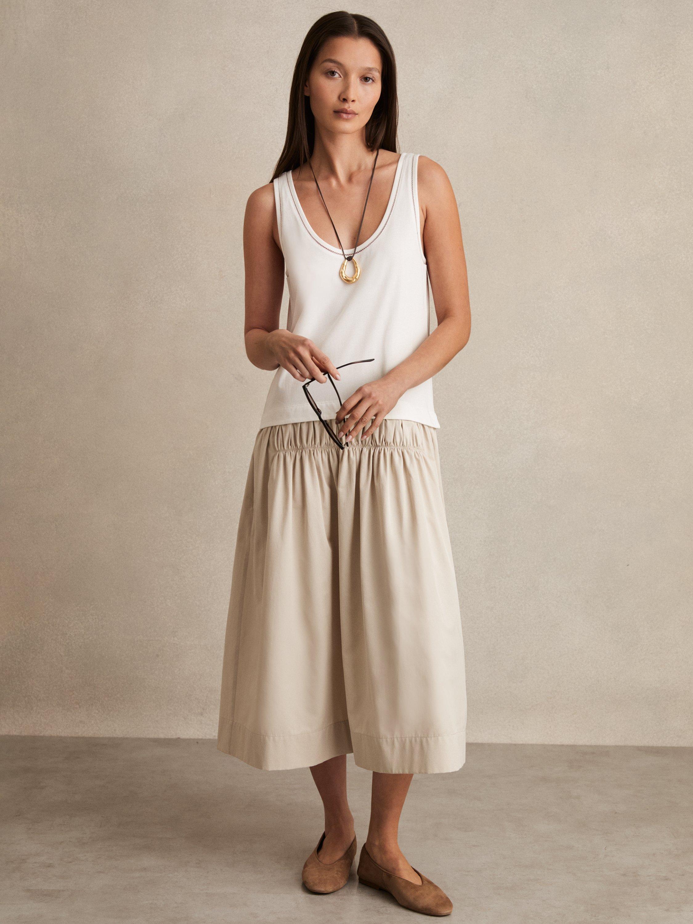 Reiss Wren Split Midi Dress, Ivory/Neutral