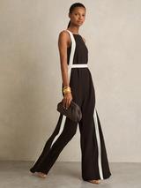 【海外限定】REISSジャンプスーツ☆Inez Side Stripe Wide Leg J Reiss Inez Side-Stripe Woven Jumpsuit in Orange | Lyst