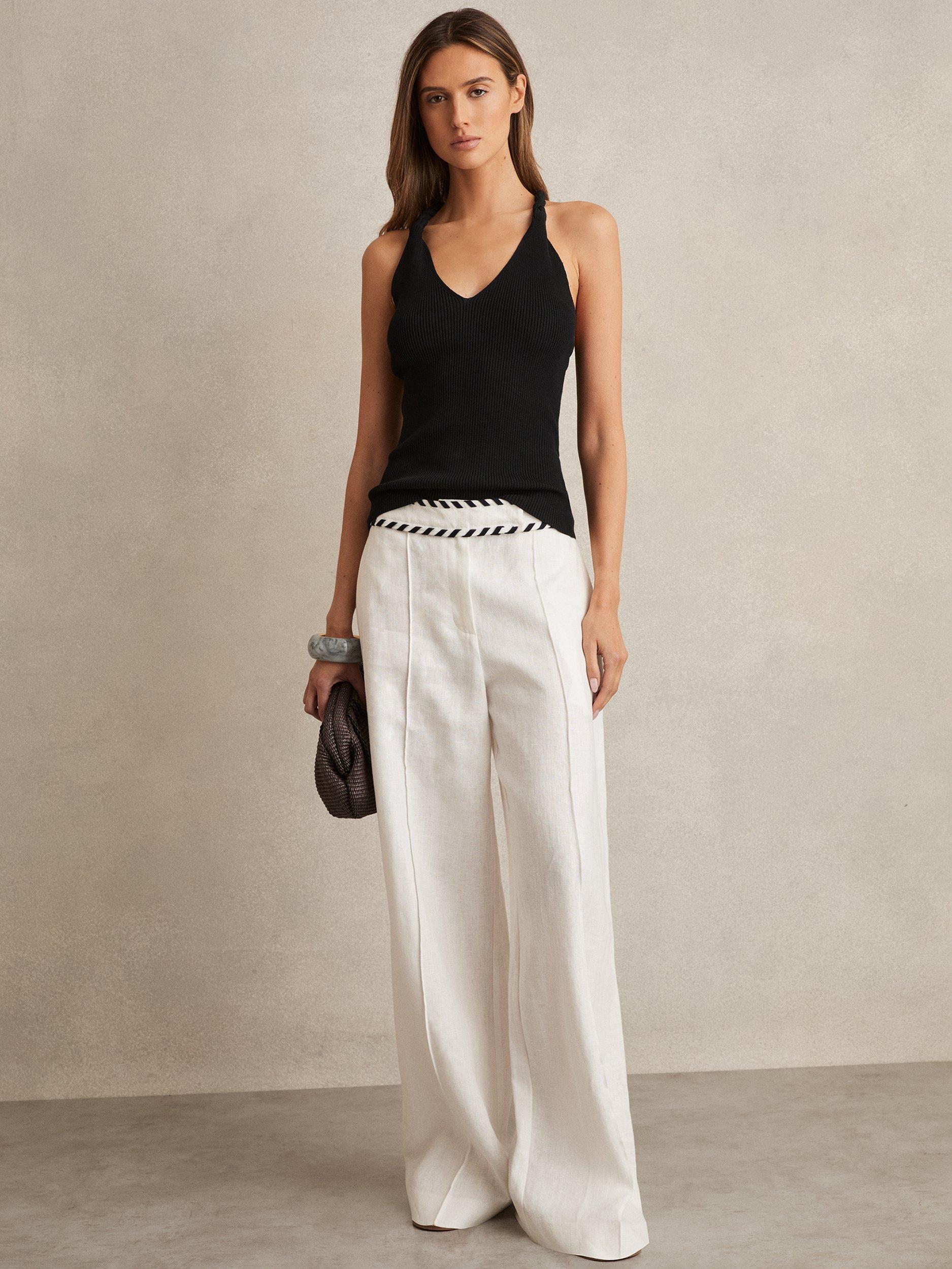 Product image 2 of 5, which shows Reiss Lauren Twist Back Knit Top, Black, XS