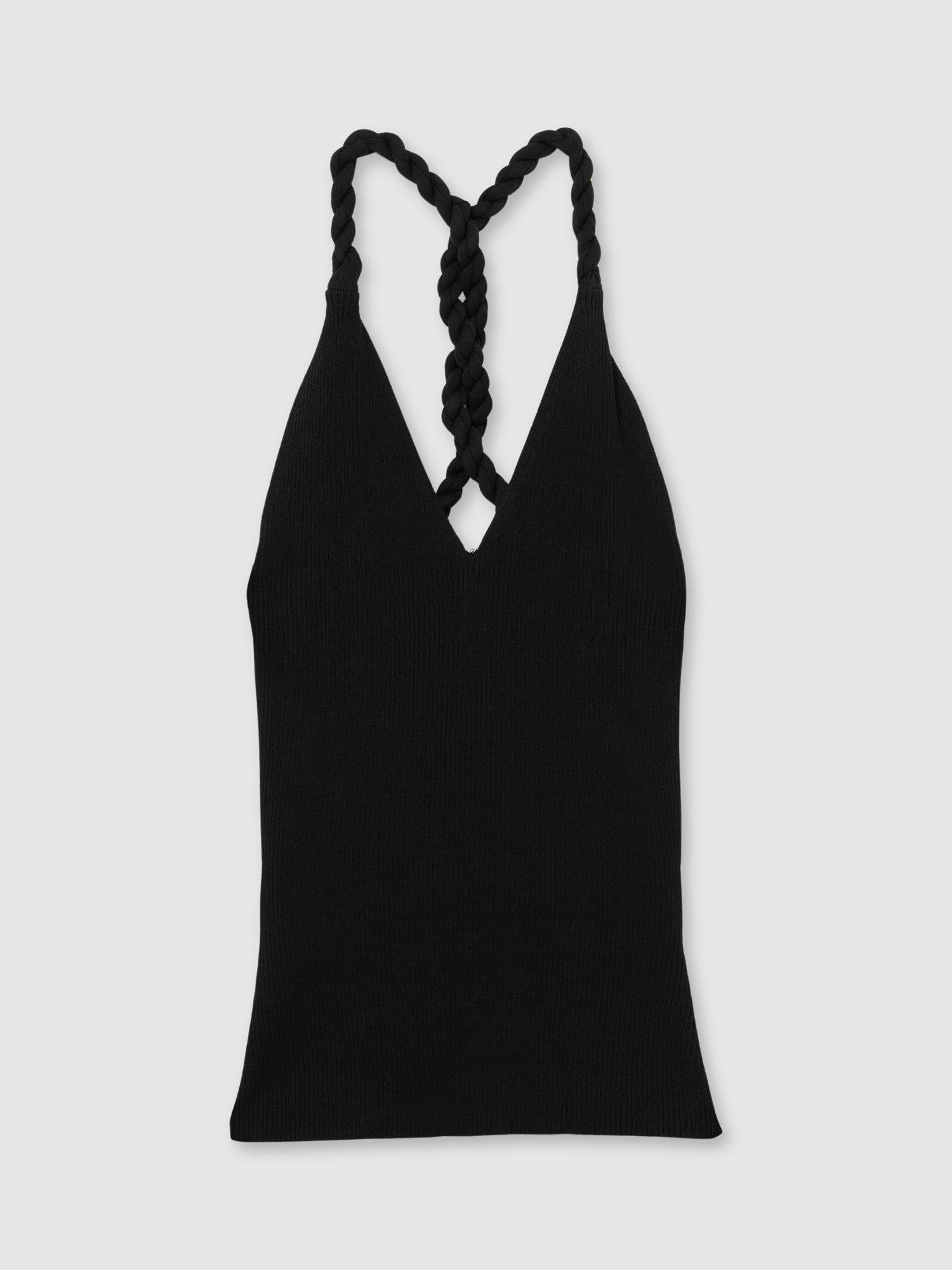 Product image 3 of 5, which shows Reiss Lauren Twist Back Knit Top, Black, XS