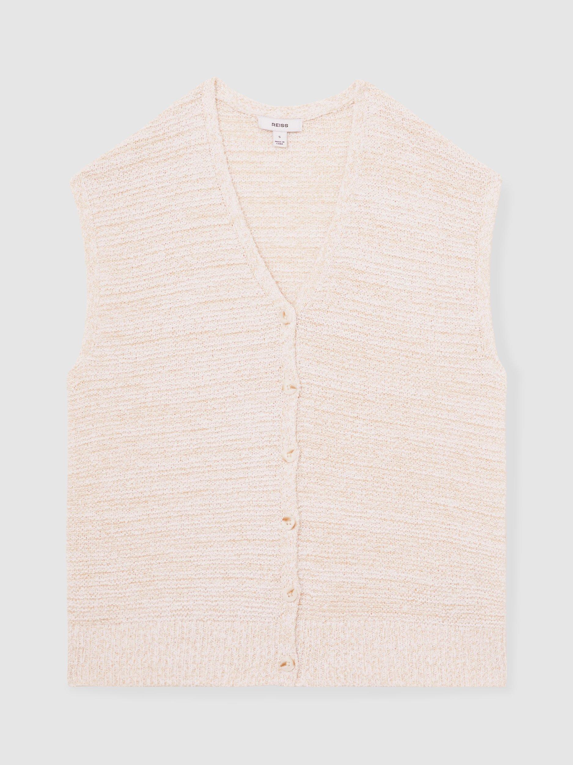 Product image 3 of 5, which shows Reiss Lily Textured Sleeveless Top, Ivory, XS