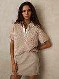 Reiss Sam Textured Knit Top, Beige/Multi