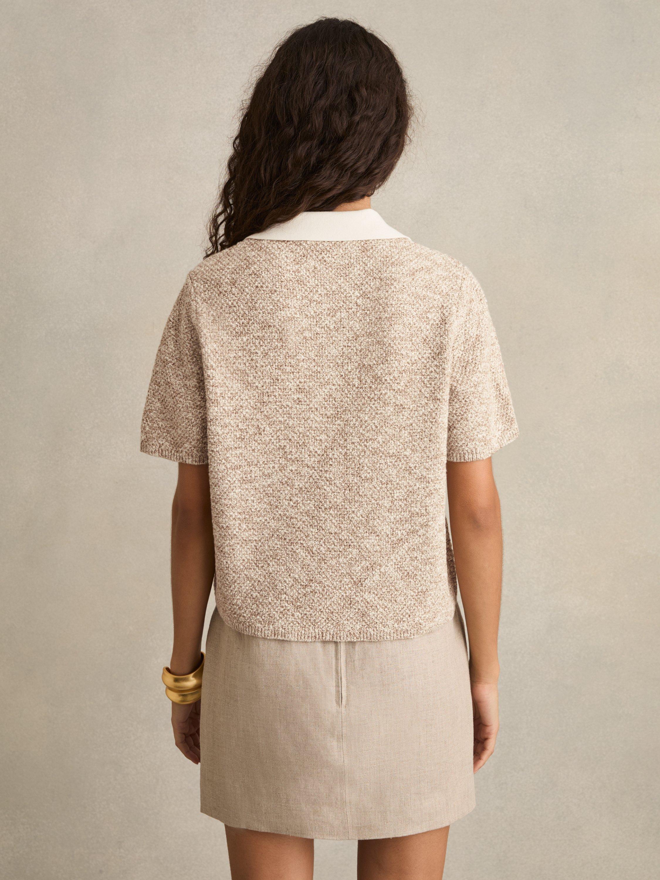 Product image 2 of 5, which shows Reiss Sam Textured Knit Top, Beige/Multi, XS