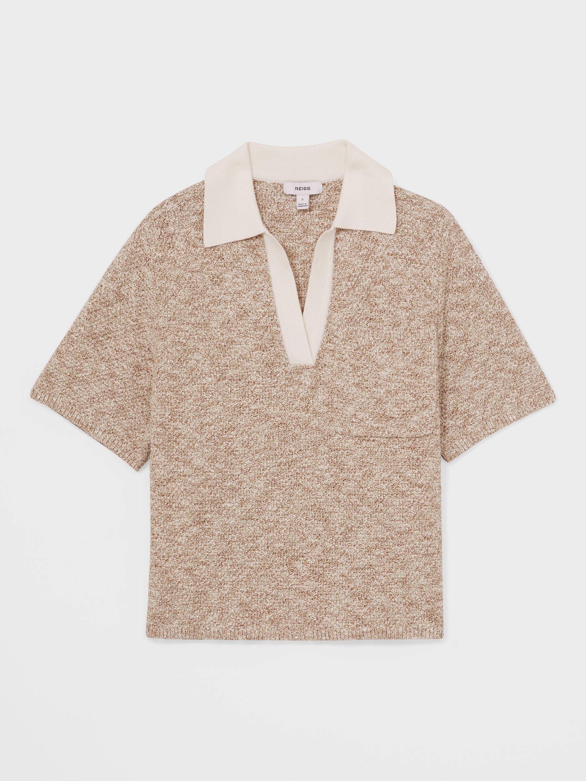 Product image 3 of 5, which shows Reiss Sam Textured Knit Top, Beige/Multi, XS