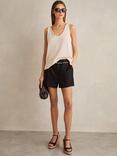 Reiss Fawn Linen Shorts, Black