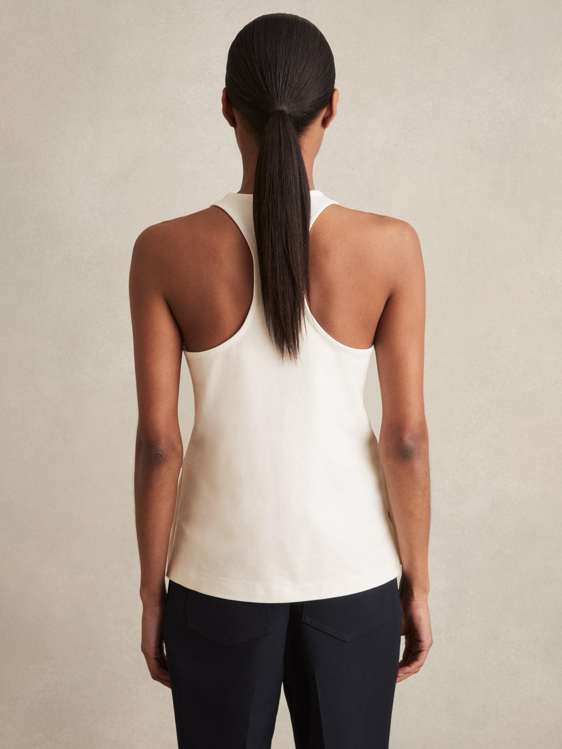 Product image 2 of 5, which shows Reiss Cosmo Stud Detailing Top, Ivory, XS