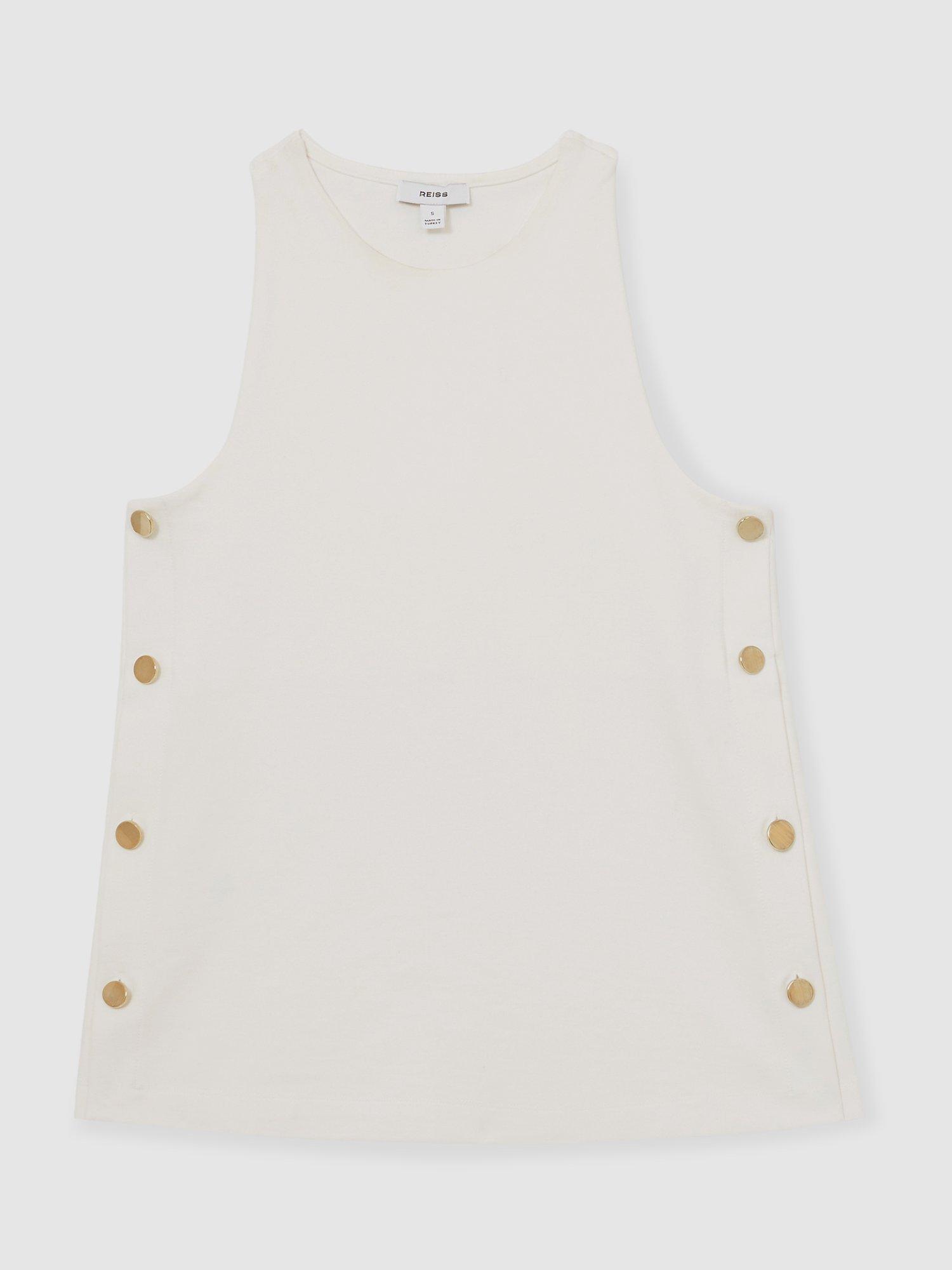 Product image 3 of 5, which shows Reiss Cosmo Stud Detailing Top, Ivory, XS