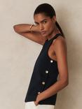 Reiss Cosmo Stud Detailing Top, Navy