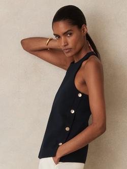 Reiss Cosmo Stud Detailing Top, Navy - view 2, Navy