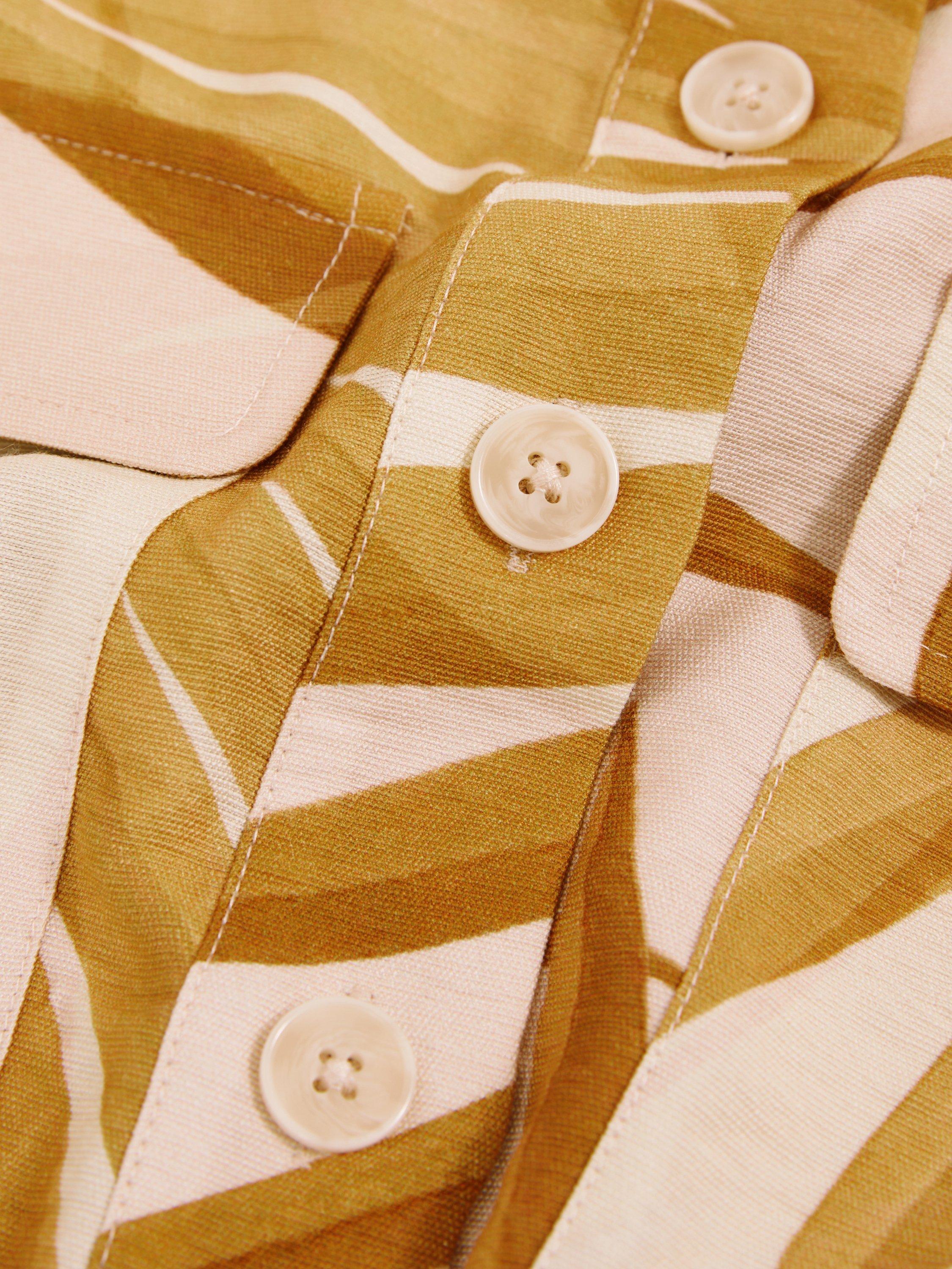 Product image 2 of 5, which shows Reiss Hannah Short Sleeved Leaf Print Shirt, Natural, 8