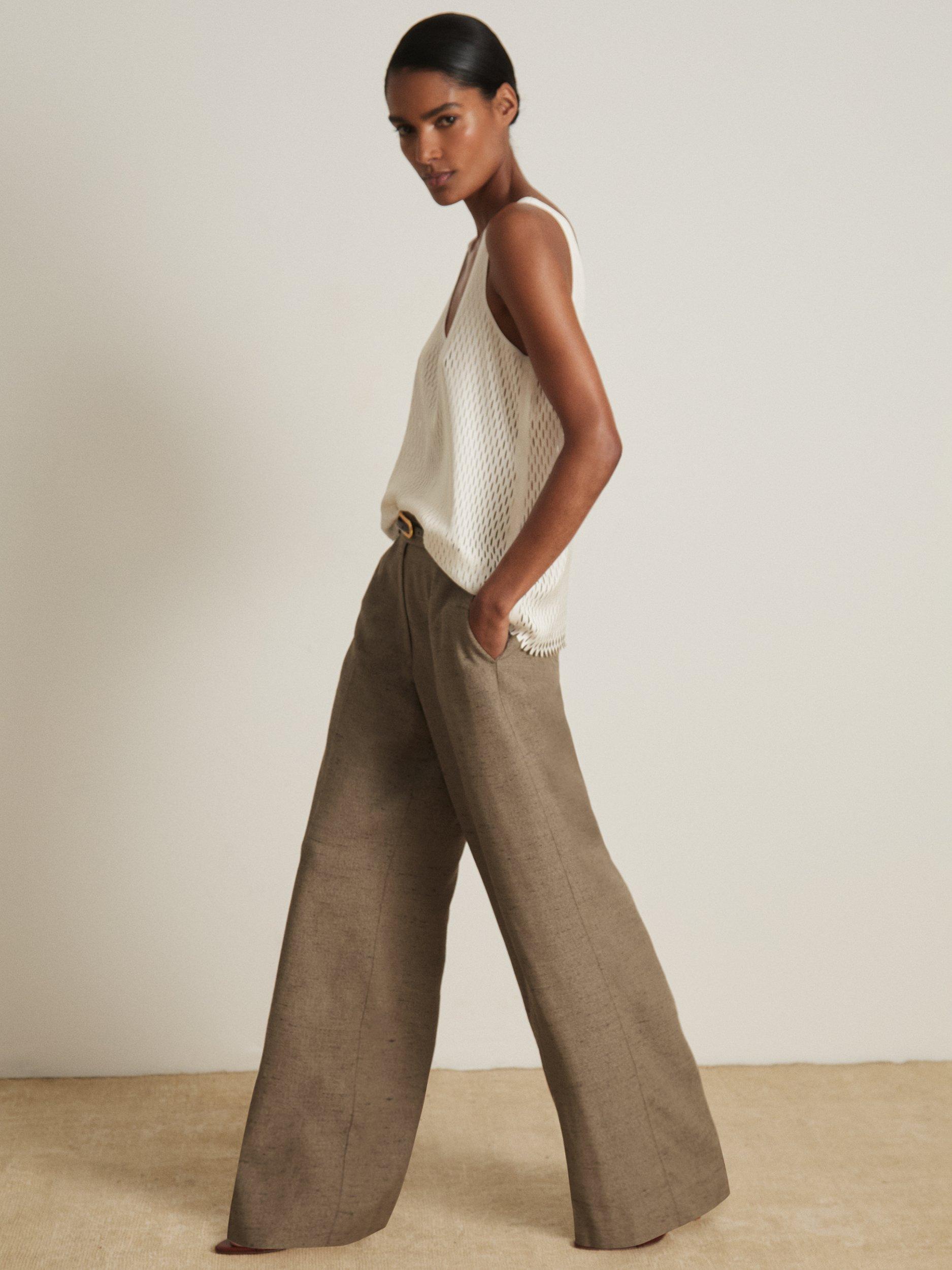Product image 4 of 5, which shows Reiss Atelier Isabelle Open Weave Top, Cream, 6