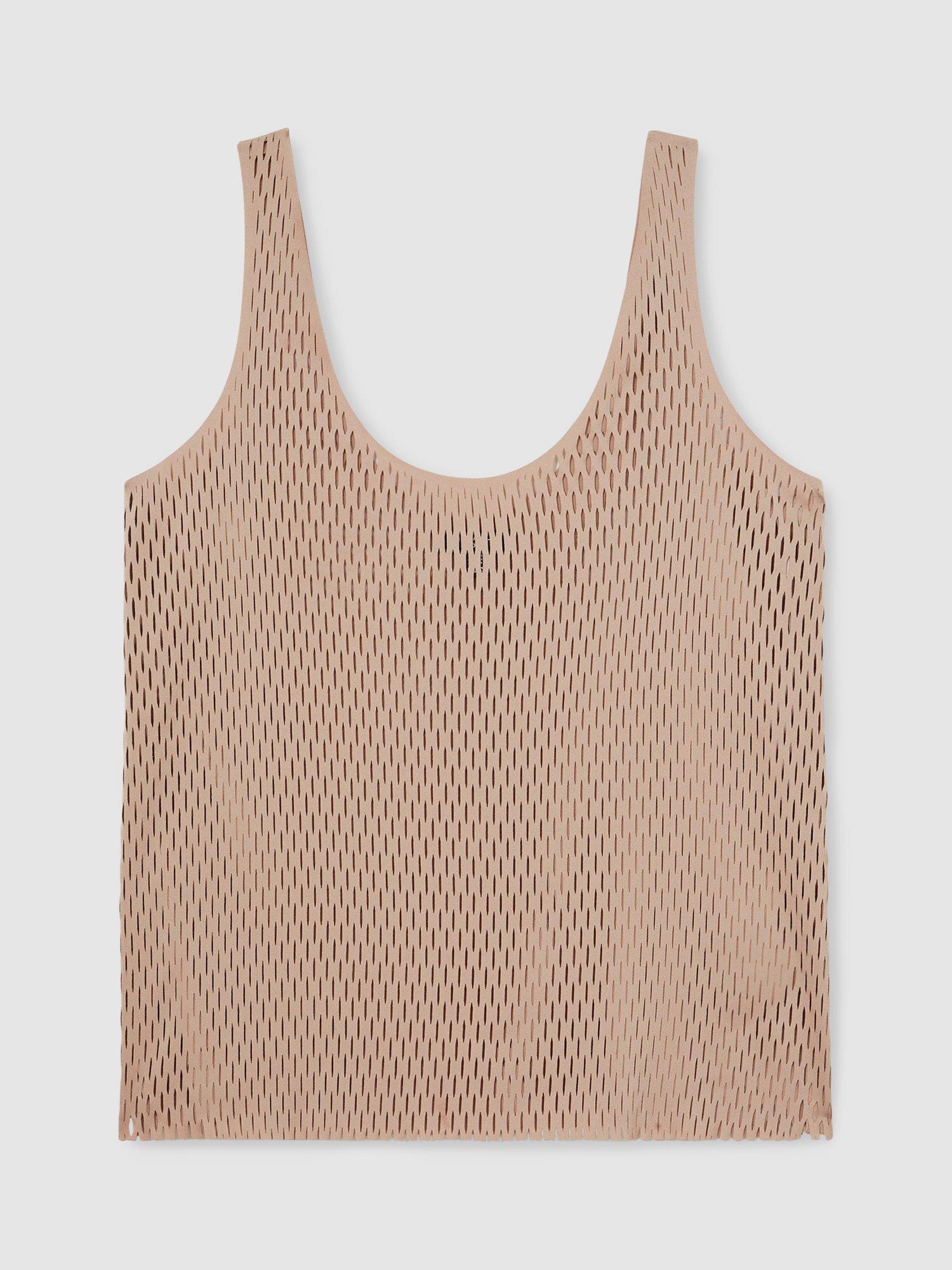 Product image 3 of 5, which shows Reiss Atelier Isabelle Open Weave Top, Light Brown, 6