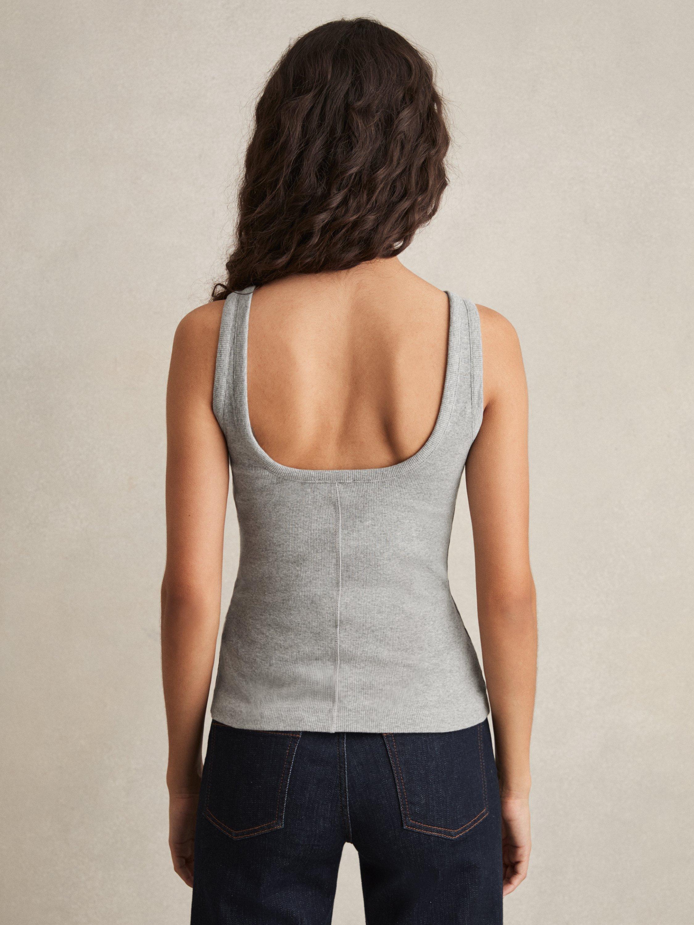 Product image 2 of 5, which shows Reiss Lara Tank Top, Grey Marl, XS