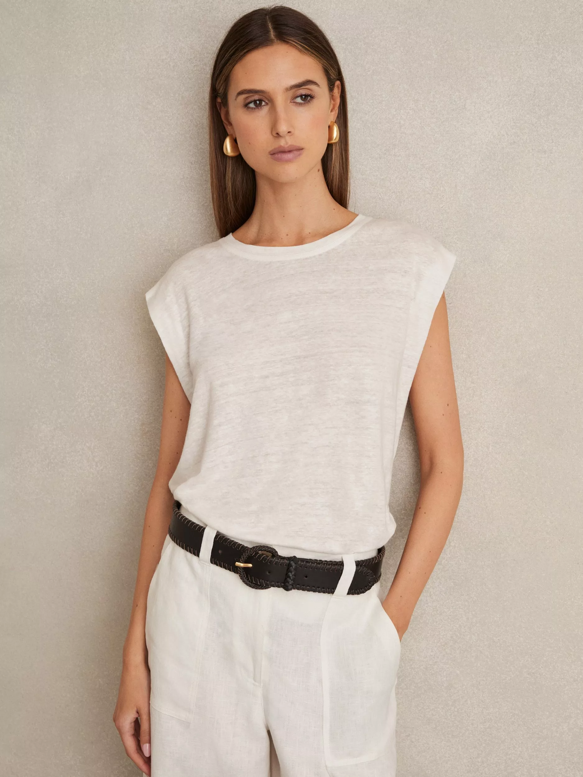 【海外限定】REISSTシャツ☆Mara Cap Sleeve Pure Linen T-Shirt Reiss Mara Cap Sleeve Pure Linen T-Shirt