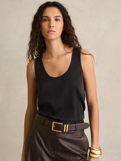 Reiss Ruby Silk Blend Front Vest Top, Black