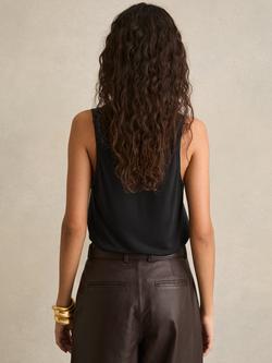 Reiss Ruby Silk Blend Front Vest Top - view 2, Black