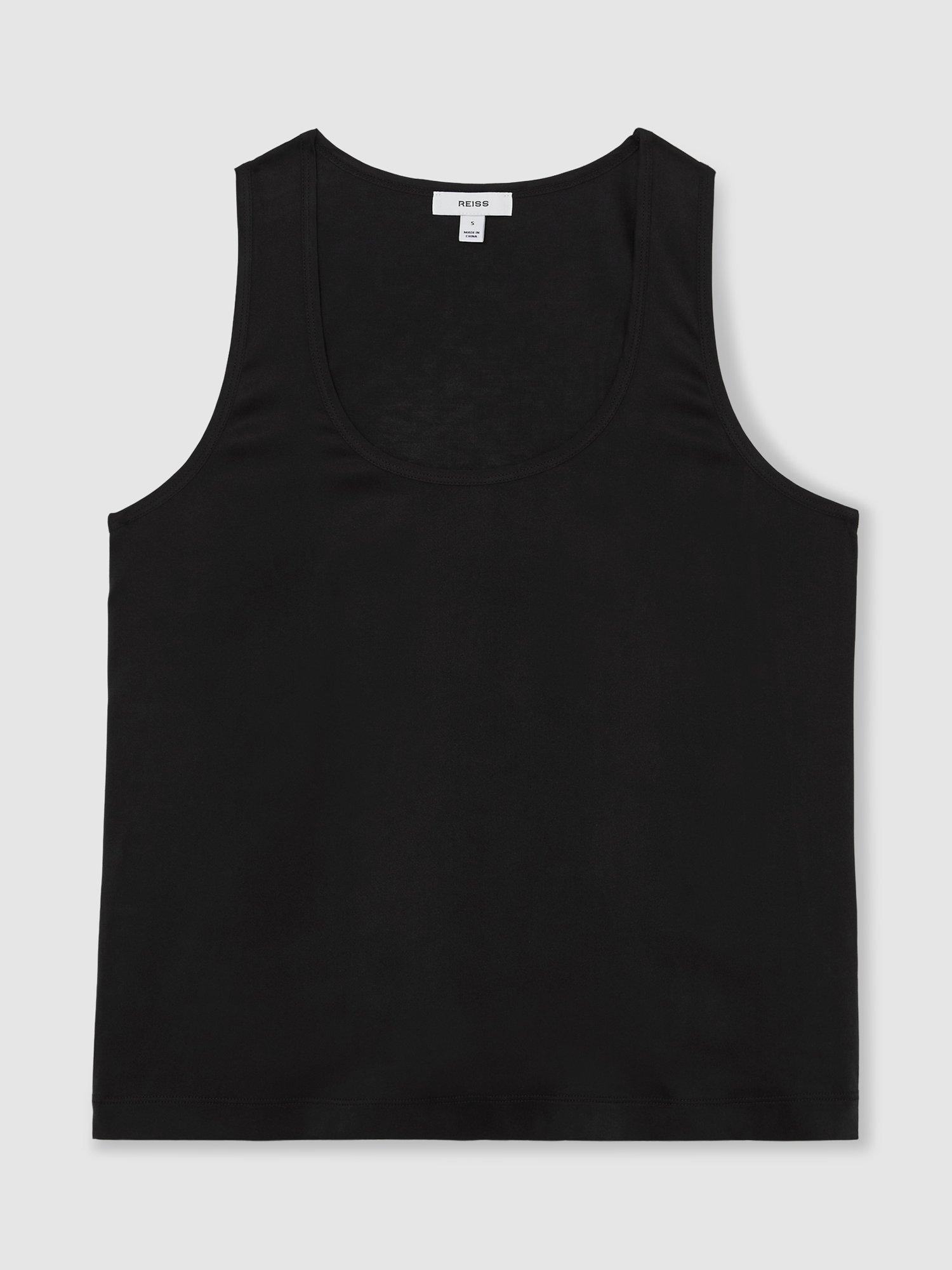 Product image 3 of 5, which shows Reiss Ruby Silk Blend Front Vest Top, Black, XS