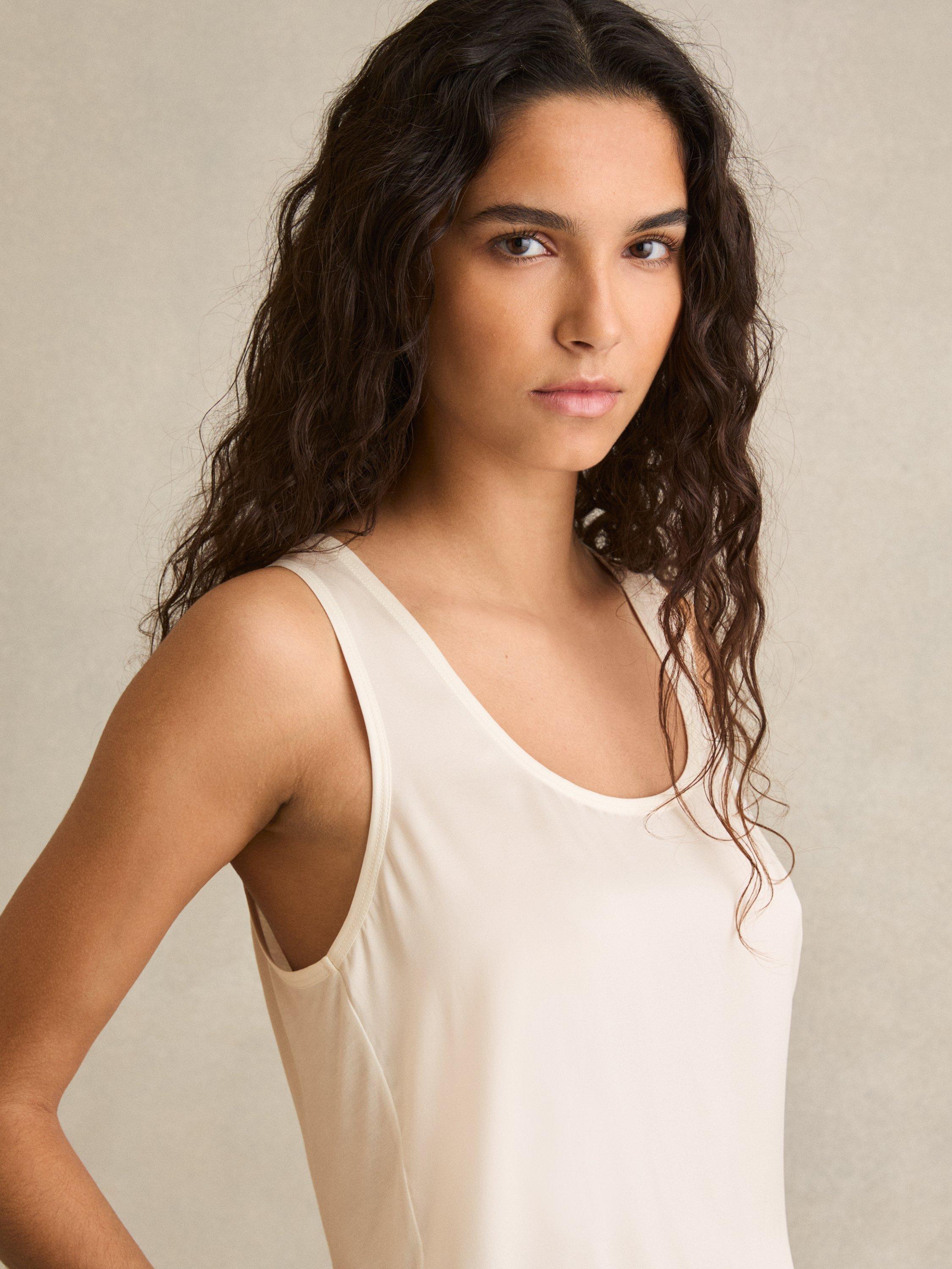 Product image 5 of 5, which shows Reiss Ruby Silk Blend Front Vest Top, White, XS