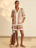 Reiss New York Botanical Gardens Santana Botanical Print Shirt, Khaki/Multi