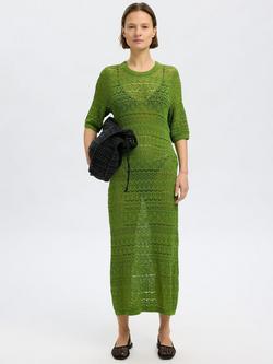 Selected Short Sleeve Open Knit Midi Dress containing LENZING™ ECOVERO™ Viscose, Spindle Tree