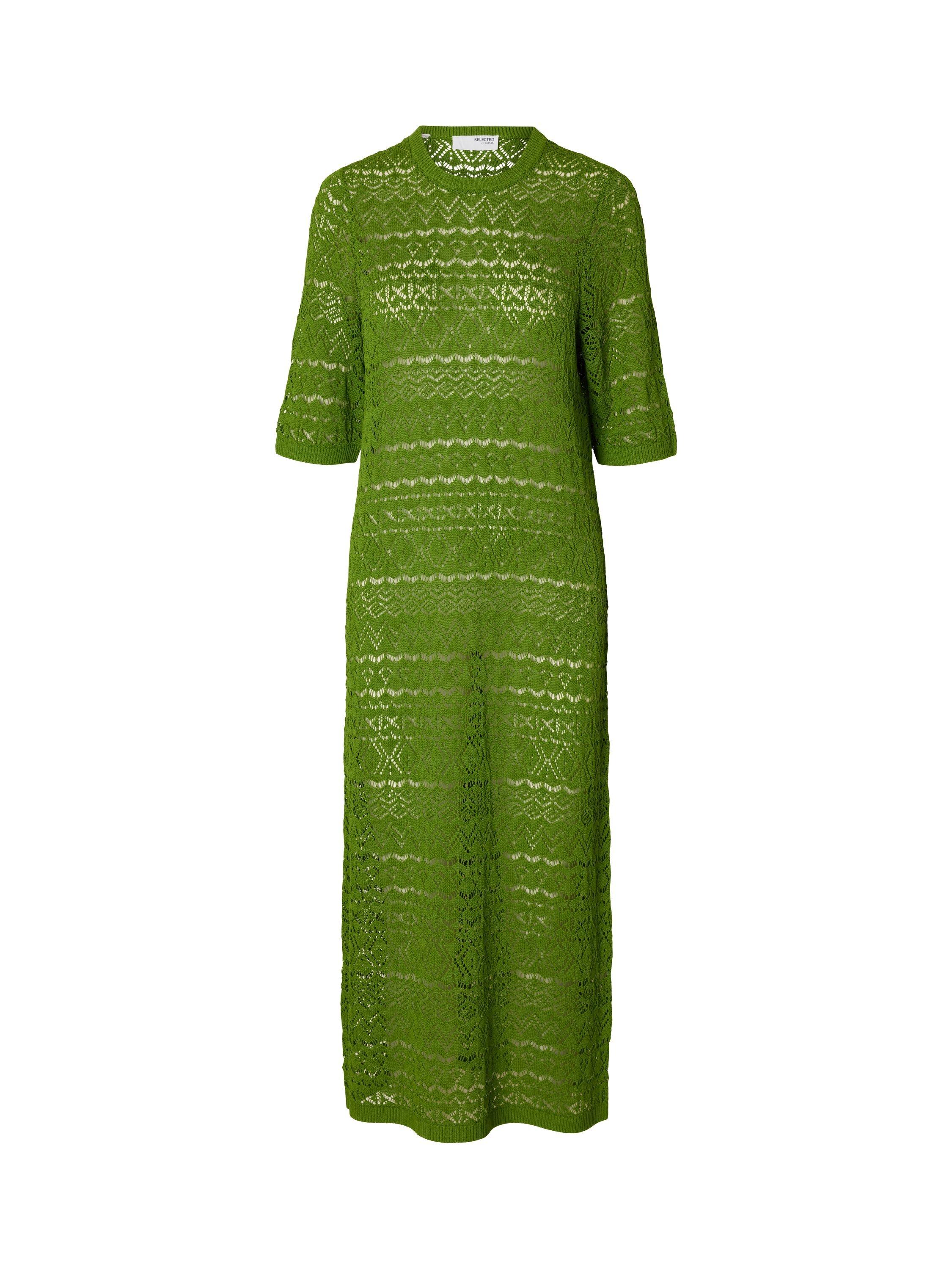 Product image 5 of 5, which shows SELECTED FEMME Short Sleeve Open Knit Midi Dress, Green, XS
