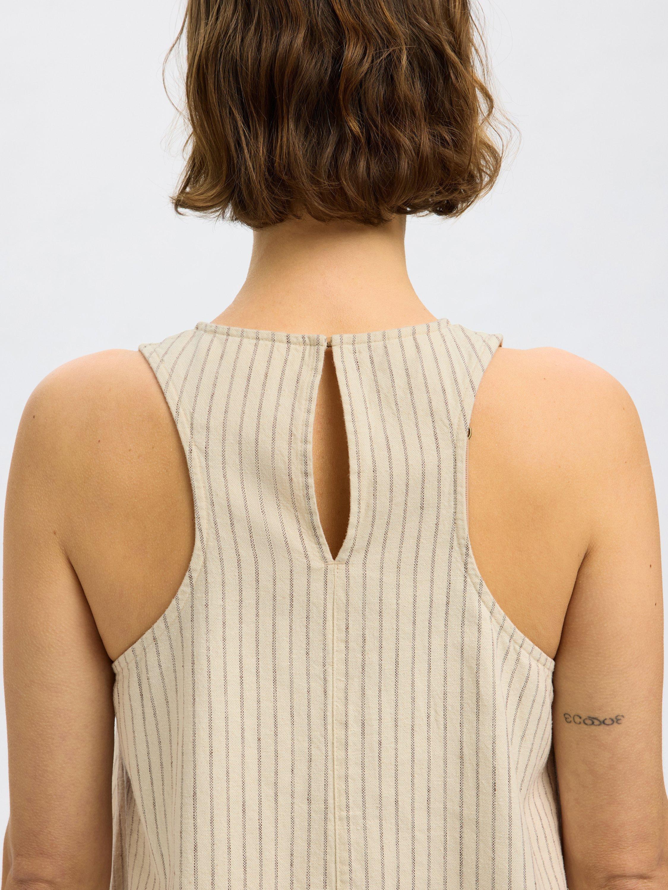 Product image 3 of 8, which shows Selected Johanna Stripe Sleeveless Dress, Birchx, 34