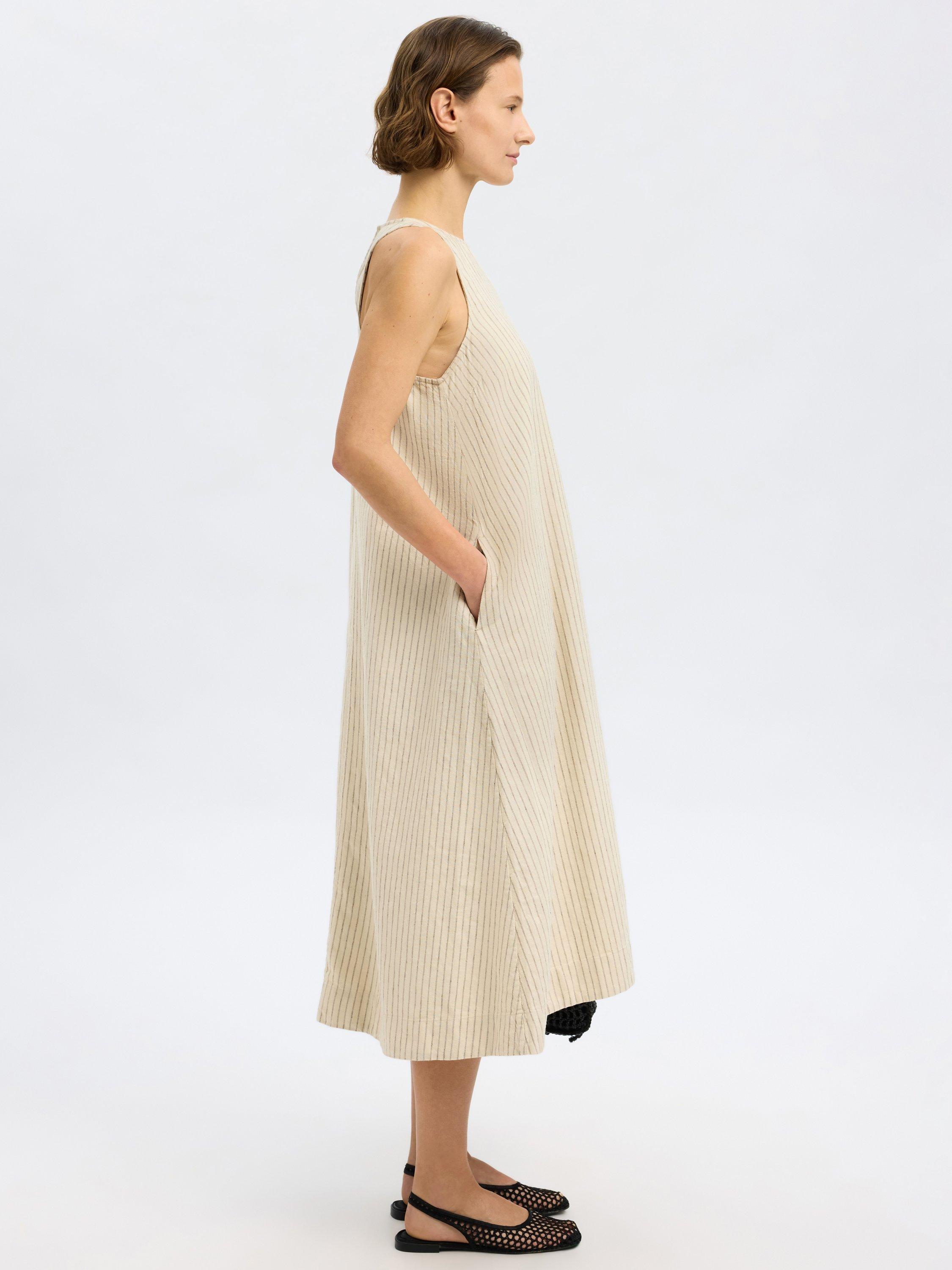 Product image 4 of 8, which shows Selected Johanna Stripe Sleeveless Dress, Birchx, 34