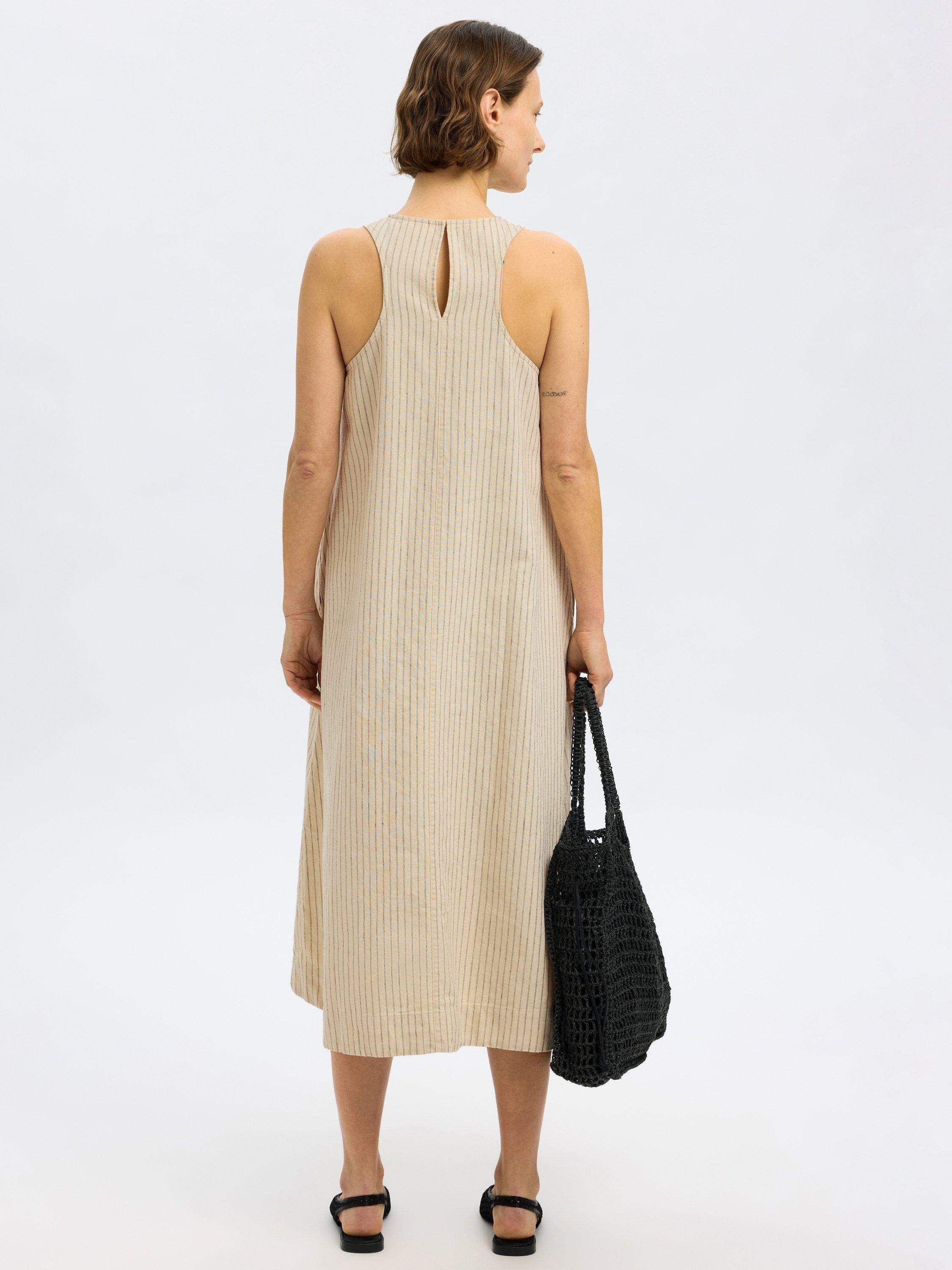 Product image 5 of 8, which shows Selected Johanna Stripe Sleeveless Dress, Birchx, 34