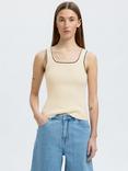 Selected Jenny Seamless Ribbed Tank Top, Snow White