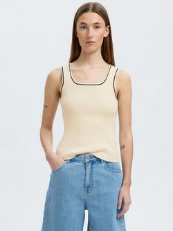 Selected Jenny Seamless Ribbed Tank Top containing LENZING™ ECOVERO™ Viscose, Snow White