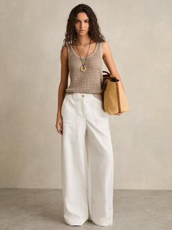 Reiss Ashby Pure Linen Trousers, White, White