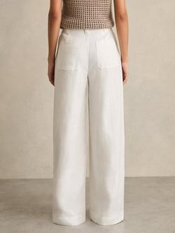 Reiss Ashby Pure Linen Trousers, White - view 2, White