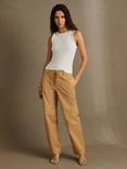 Reiss Clement Tie Detail Trousers, Tan