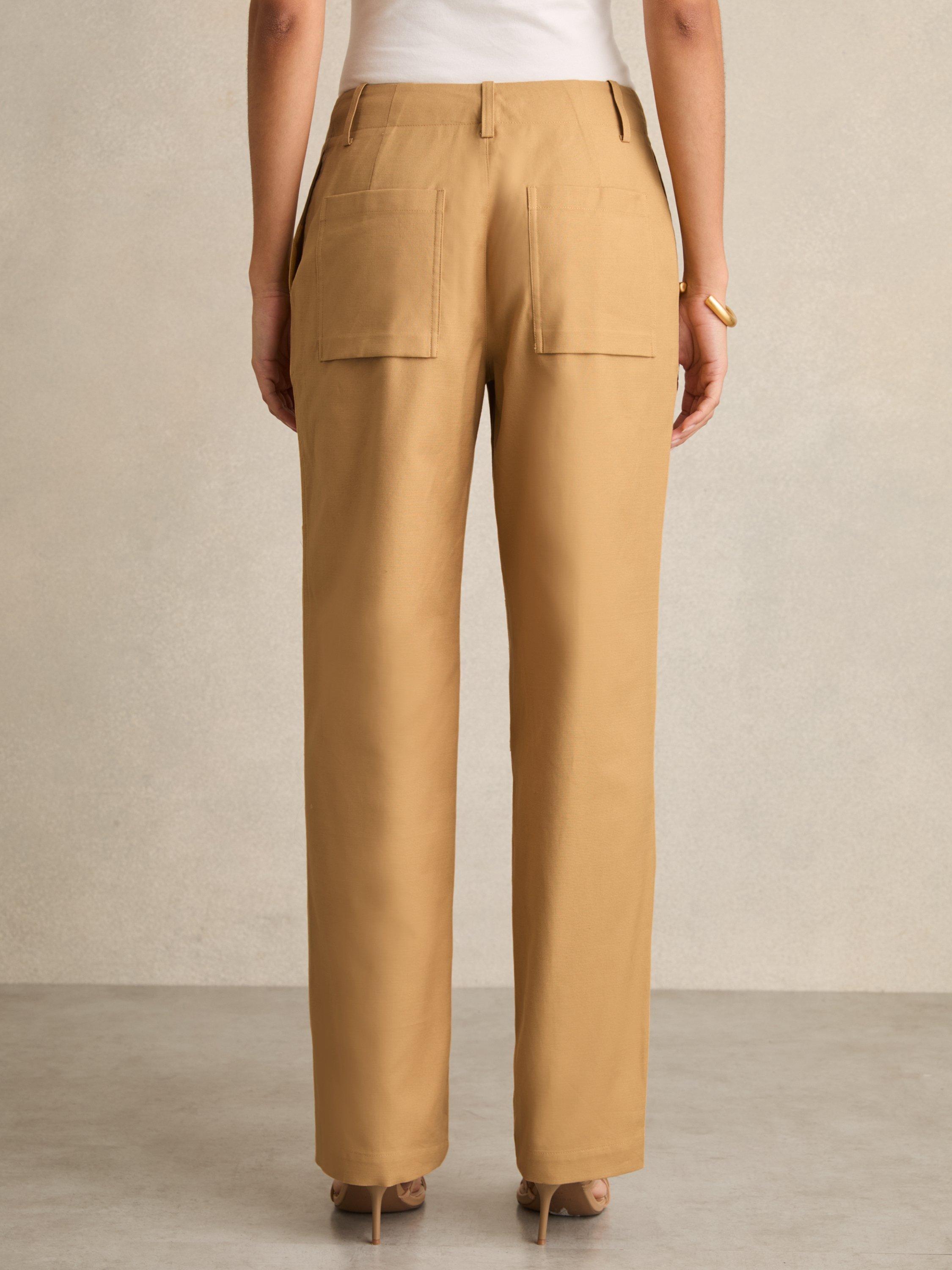 Product image 5 of 5, which shows Reiss Clement Tie Detail Trousers, Tan, 8R