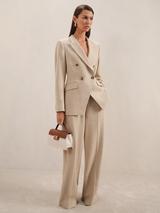 Reiss Devon Linen Blend Trousers, Neutral