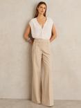 Reiss Sidney Button Detail Wide Leg Trousers